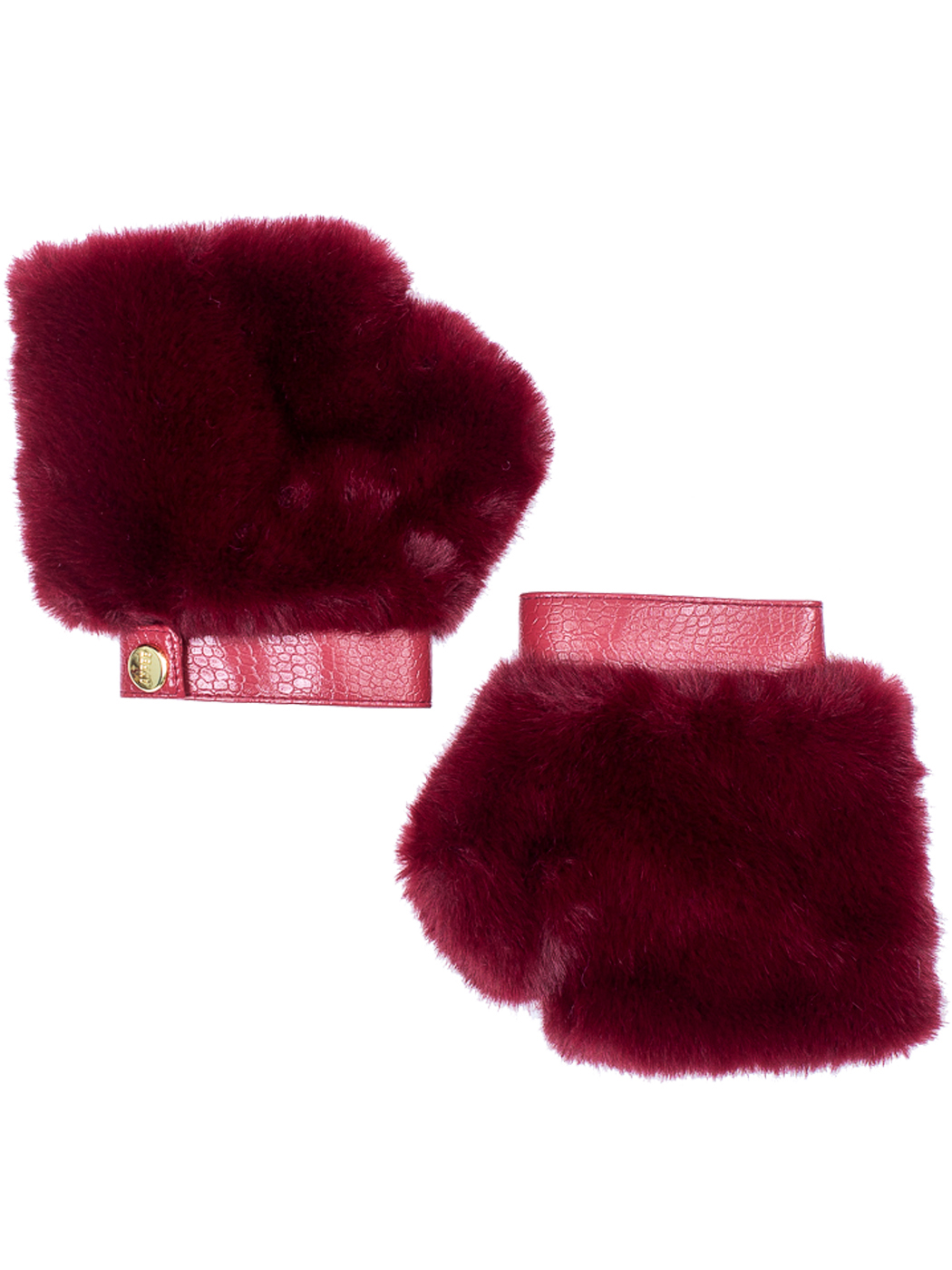 MANICOTTI FAKE FUR CON DETTAGLIO ECOPELLE, TG UNICA - BORDEAU